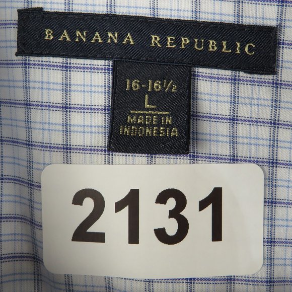 Banana Republic* Men's Long Sleeve Button Down Curved Hem Plaid Shirt~Size Large - Picture 3 of 9